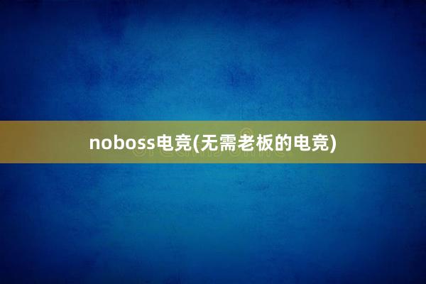 noboss电竞(无需老板的电竞)