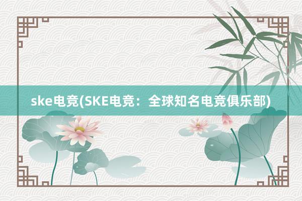 ske电竞(SKE电竞：全球知名电竞俱乐部)