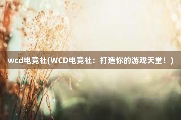 wcd电竞社(WCD电竞社：打造你的游戏天堂！)