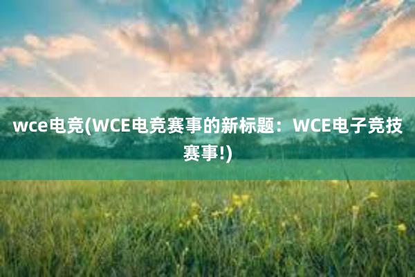 wce电竞(WCE电竞赛事的新标题：WCE电子竞技赛事!)