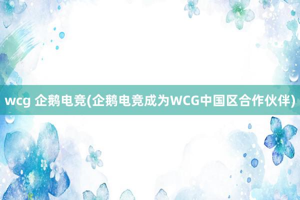 wcg 企鹅电竞(企鹅电竞成为WCG中国区合作伙伴)