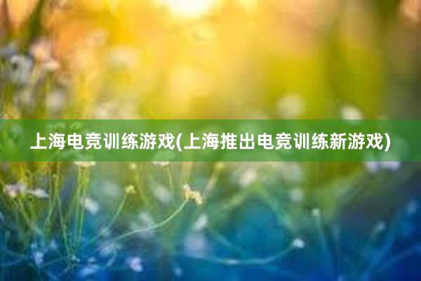 上海电竞训练游戏(上海推出电竞训练新游戏)