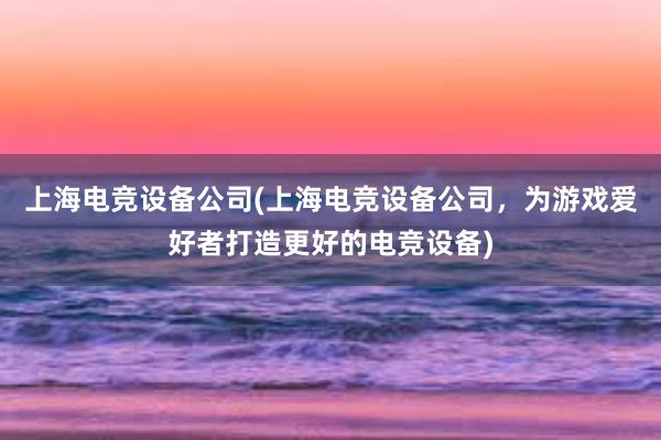 上海电竞设备公司(上海电竞设备公司，为游戏爱好者打造更好的电竞设备)