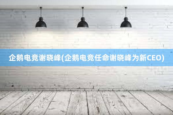 企鹅电竞谢晓峰(企鹅电竞任命谢晓峰为新CEO)