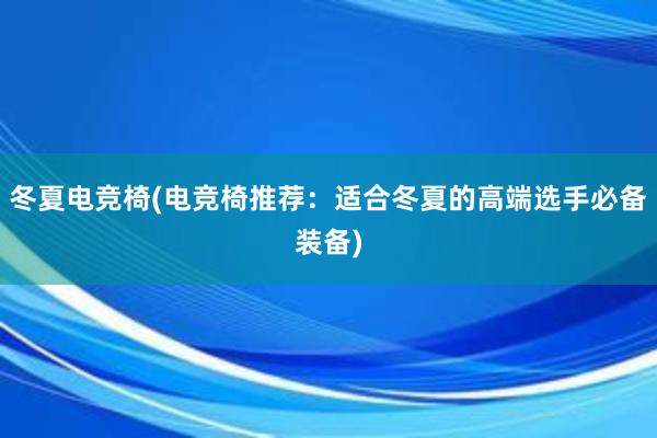 冬夏电竞椅(电竞椅推荐：适合冬夏的高端选手必备装备)