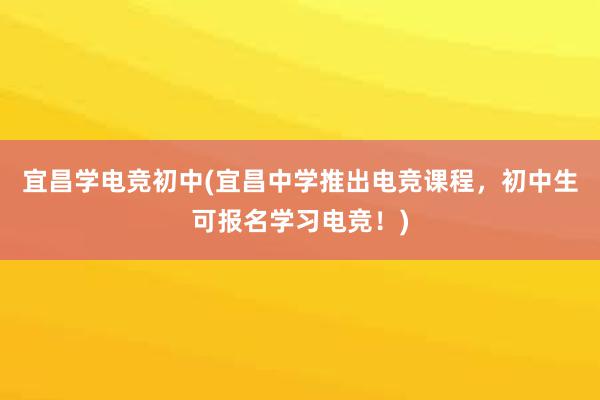 宜昌学电竞初中(宜昌中学推出电竞课程，初中生可报名学习电竞！)