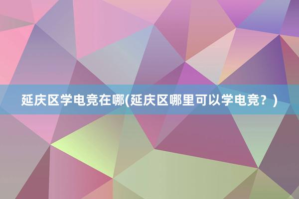 延庆区学电竞在哪(延庆区哪里可以学电竞？)