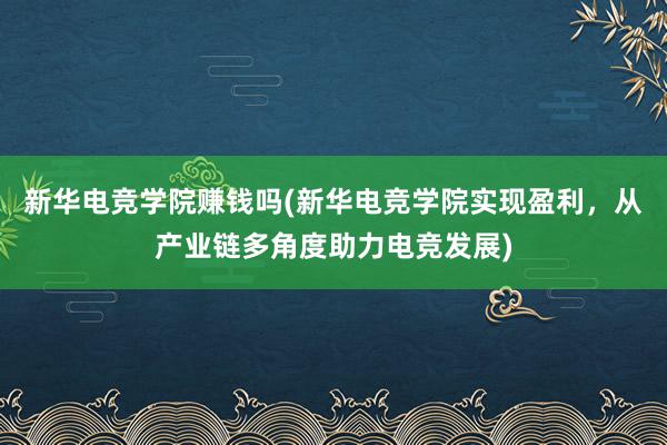 新华电竞学院赚钱吗(新华电竞学院实现盈利，从产业链多角度助力电竞发展)