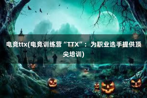 电竞ttx(电竞训练营“TTX”：为职业选手提供顶尖培训)