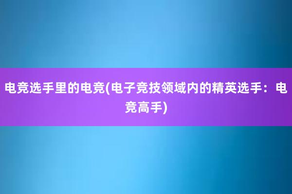 电竞选手里的电竞(电子竞技领域内的精英选手：电竞高手)