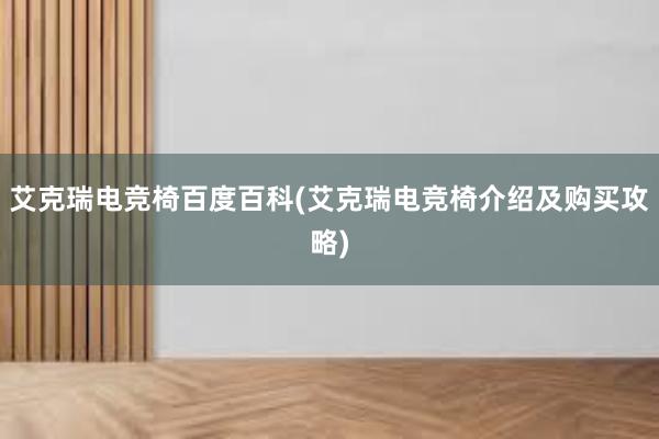 艾克瑞电竞椅百度百科(艾克瑞电竞椅介绍及购买攻略)