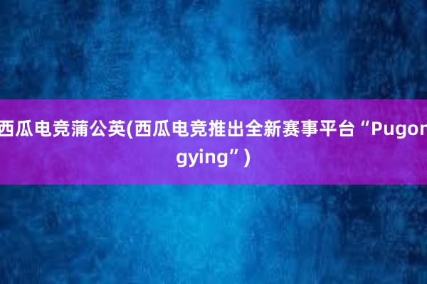 西瓜电竞蒲公英(西瓜电竞推出全新赛事平台“Pugongying”)