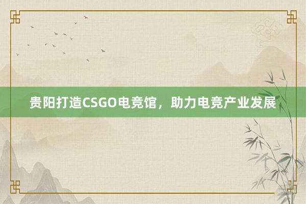 贵阳打造CSGO电竞馆，助力电竞产业发展