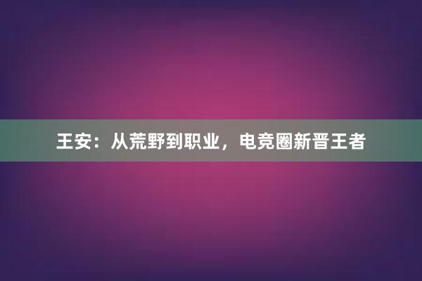 王安：从荒野到职业，电竞圈新晋王者